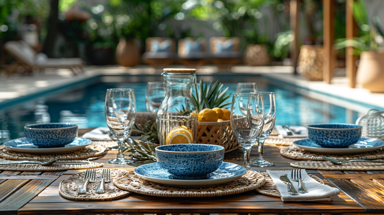 Table d’été au bord de la piscine : inspirations fraîches